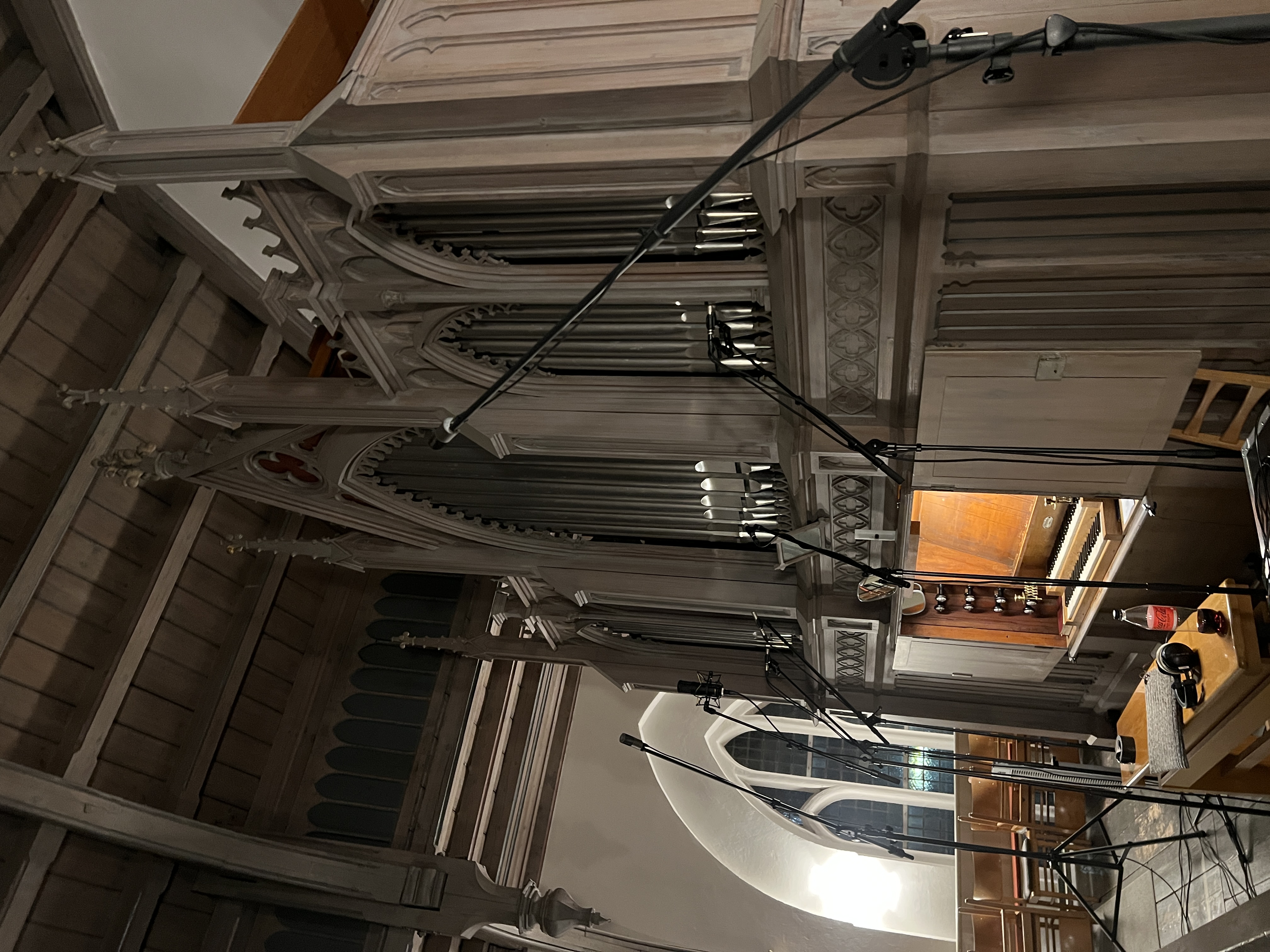 Organ console during recording session